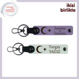 MiaWiki Ay Yıldız İsim Yazılı 2'li Anahtarlık Seti, Standart, MH-KAN-32607x2, mor menekşe-beyaz, üniseks-yetişkin