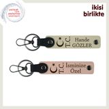 MiaWiki Ay Yıldız TC Desenli İsme Özel Anahtarlık Seti, Standart, MH-KAN-33137x2, sütlü kahve-yavru ağzı, üniseks-yetişkin