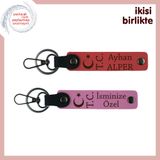 MiaWiki Ay Yıldız TC Temalı Deri Anahtarlık Seti, Standart, MH-KAN-32959x2, nar çiçeği-pembe, üniseks-yetişkin
