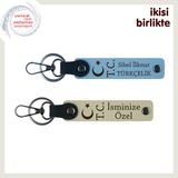MiaWiki Ay Yıldız TC Temalı Kişisel İsim Yazılı Anahtarlık, Standart, MH-KAN-32854x2, gök mavi-sütlü kahve, üniseks-yetişkin