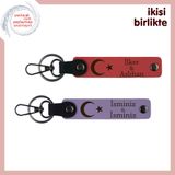 MiaWiki Ay Yıldız Temalı 2'li Deri Anahtarlık Seti, Standart, MH-KAN-32633x2, nar çiçeği-mor menekşe, üniseks-yetişkin