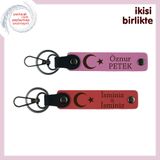 MiaWiki Ay Yıldız Temalı İsimli Anahtarlık Takımı, Tek Ebat, MH-KAN-32652x2, pembe-nar çiçeği, üniseks-yetişkin