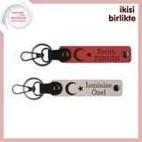 MiaWiki Ay Yıldız Temalı Kişisel Anahtarlık 2'li Set, Standart, MH-KAN-32636x2, nar çiçeği-pudra, üniseks-yetişkin