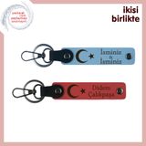 MiaWiki Ay Yıldızlı 2'li İsimli Anahtarlık, Standart, MH-KAN-32526x2, gök mavi-nar çiçeği, üniseks-yetişkin