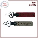 MiaWiki Ay Yıldızlı İsme Özel Deri Anahtarlık Seti, Standart, MH-KAN-32487x2, bordo-kül gri, üniseks-yetişkin