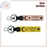 MiaWiki Ay Yıldızlı Kişisel İsimli Deri Anahtarlık, Standart, MH-KAN-32745x2, yavru ağzı-sarı, üniseks-yetişkin