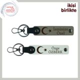 MiaWiki Ay Yıldızlı Kişiye Özel 2'li Anahtarlık, Tek Ebat, MH-KAN-32571x2, kül gri-beyaz, üniseks-yetişkin