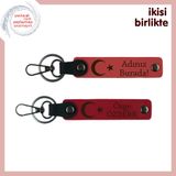 MiaWiki Ayyıldız Motifli İsim Yazılı 2'li Anahtarlık Seti, Tek Ebat, MH-KAN-32632x2, nar çiçeği-kırmızı, üniseks-yetişkin
