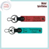 MiaWiki Ayyıldız ve Türkiye Desenli Kişisel Anahtarlık, 11.5 cm x 2.3 cm, MH-KAN-33703x2, nar çiçeği-koyu turkuaz, üniseks-yetişkin
