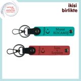 MiaWiki Ayyıldız ve Türkiye Kişiye Özel Anahtarlık, 11.5 cm x 2.3 cm, MH-KAN-33635x2, koyu turkuaz-nar çiçeği, üniseks-yetişkin