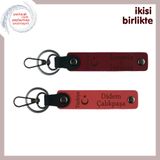 MiaWiki Ayyıldız ve Türkiye Yazılı Deri Anahtarlık Seti, 11.5 cm x 2.3 cm, MH-KAN-33563x2, bordo-nar çiçeği, üniseks-yetişkin