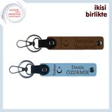 MiaWiki Ayyıldız ve Türkiye Yazılı İsme Özel Anahtarlık, 11.5 cm x 2.3 cm, MH-KAN-33503x2, açık kahve-gök mavi, üniseks-yetişkin