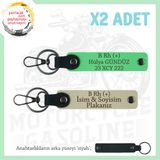 MiaWiki B Rh (+) Kan Grubu Motorcu Plakalı İsimli Deri Anahtarlık, Tek Ebat, MH-KAN-MT-8162x2, Sütlü Kahve-Fıstık Yeşil-siyah, üniseks-yetişkin