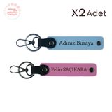 MiaWiki Bebek İsimi Yazılabilen 2'li Anahtarlık Seti, Standart, MH-KAN-1037x2, Gök Mavi-Pembe, üniseks-bebek