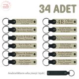MiaWiki Bebeklere Özel İsim Yazılı Anahtarlık 34'lü, 34'lü Set, MH-KAN8515X34, Sütlü Kahve & Siyah, üniseks-bebek