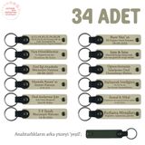 MiaWiki Bebeklere Özel İsim Yazılı Anahtarlık 34'lü, 34'lü Set, MH-KAN8538X34, Sütlü Kahve & Yeşil, üniseks-bebek
