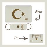 Miawiki Beyaz Renk, Ayyıldız Desenli, Isme Özel Cüzdan ve Anahtarlık lik Set, Gurur Duyanlar Için