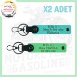 MiaWiki Biker Stiline Özel İsim Plaka Kan Grubu Anahtarlık, Standart, MH-KAN-MT-5360x2, Turkuaz-Fıstık Yeşil, üniseks-yetişkin