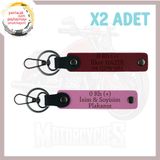 MiaWiki Biker Tarzına Özel İsim Plaka ve Kan Grubu Yazılı Deri Anahtarlık, Standart, MH-KAN-MT-4730x2, Pembe-Bordo, üniseks-yetişkin