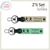 MiaWiki Boks Temalı İsme Özel 2'li Anahtarlık Seti, Standart, MH-KAN-40308x2, sütlü kahve-açık yeşil, üniseks-yetişkin