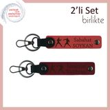 MiaWiki Boks Temalı Kişiselleştirilebilir 2'li Anahtarlık, Standart, MH-KAN-40238x2, nar çiçeği-bordo, üniseks-yetişkin