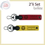 MiaWiki Cesaret Temalı Deri Anahtarlık Kaplan Başlı, Standart, MH-KAN-38391x2, kırmızı-sarı, erkek