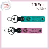 MiaWiki Cesaret ve Sadakat Temalı Deri Anahtarlık Set, Standart, MH-KAN-38353x2, koyu turkuaz-pembe, üniseks-yetişkin