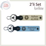 MiaWiki Cesur Erkeklere Uygun Deri Anahtarlık, Standart, MH-KAN-38490x2, sütlü kahve-gök mavi, erkek