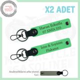 MiaWiki Çifti Plaka İsim Detaylı Deri Anahtarlık, Standart, MH-KAN-MT-11535x2, Fıstık Yeşil-gri, üniseks-yetişkin
