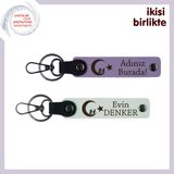 MiaWiki Çocuk ve Ayyıldız Desenli Anahtarlık Seti, Tek Ebat, MH-KAN-34753x2, mor menekşe-beyaz, üniseks-çocuk