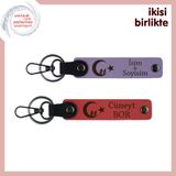 MiaWiki Çocuk ve Ayyıldız Desenli Anahtarlık Seti, Tek Ebat, MH-KAN-34762x2, mor menekşe-nar çiçeği, üniseks-çocuk