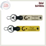 MiaWiki Çocuk Ve Ayyıldız Desenli Deri Anahtarlık, Standart, MH-KAN-34855x2, sütlü kahve-sarı, üniseks-yetişkin