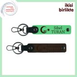 MiaWiki Çocuk Ve Ayyıldız Desenli İsimli 2'li Anahtarlık, Standart, MH-KAN-34649x2, fıstık yeşil-koyu kahve, üniseks-yetişkin