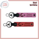 MiaWiki Çocuk ve Ayyıldız Desenli İsimli Anahtarlık, Tek Ebat, MH-KAN-34798x2, pembe-nar çiçeği, üniseks-yetişkin