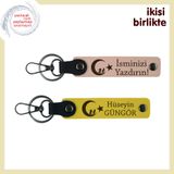 MiaWiki Çocuk ve Ayyıldız Desenli İsimli Deri Anahtarlık, Standart, MH-KAN-34891x2, yavru ağzı-sarı, üniseks-çocuk