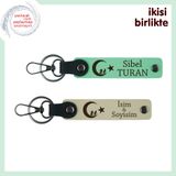MiaWiki Çocuk Ve Ayyıldız İsimli Hediye Anahtarlık, Standart, MH-KAN-34604x2, açık yeşil-sütlü kahve, üniseks-çocuk