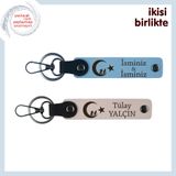 MiaWiki Çocuk ve Ayyıldız Kişisel İsimli Anahtarlık, Standart, MH-KAN-34674x2, gök mavi-pudra, üniseks-yetişkin