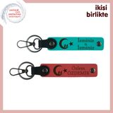 MiaWiki Çocuk Ve Ayyıldız Kişiye Özel Anahtarlık Takımı, Tek Ebat, MH-KAN-34708x2, koyu turkuaz-nar çiçeği, üniseks-çocuk