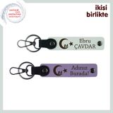 MiaWiki Çocuk Ve Ayyıldız Temalı 2'li Kişisel İsimli Anahtarlık, Standart, MH-KAN-34617x2, beyaz-mor menekşe, üniseks-çocuk