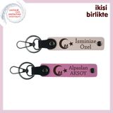 MiaWiki Çocuk Ve Ayyıldız Temalı Deri Anahtarlık, Tek Ebat, MH-KAN-34817x2, pudra-pembe, üniseks-yetişkin