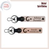 MiaWiki Çocuk ve Ayyıldız Temalı İsme Özel Anahtarlık Seti, Standart, MH-KAN-34822x2, pudra-yavru ağzı, üniseks-yetişkin