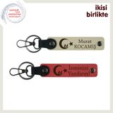 MiaWiki Çocuk Ve Ayyıldız Temalı İsme Özel Anahtarlık, Tek Ebat, MH-KAN-34852x2, sütlü kahve-nar çiçeği, üniseks-çocuk