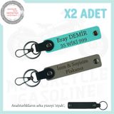 MiaWiki Deri 2'li Anahtarlık Seti Hediyelik, Standart, MH-KAN-MT-11721x2, Kül Gri-Turkuaz-siyah, üniseks-yetişkin