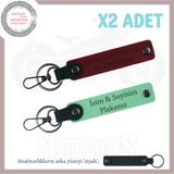 MiaWiki Deri 2'li Plaka ve İsim Yazılı Anahtarlık, Standart, MH-KAN-MT-12292x2, Yeşil-Bordo-siyah, üniseks-yetişkin