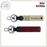MiaWiki Deri Anahtarlık 2'li Set Kedili Sütlü Kahve-Bordo, Standart, MH-KAN-35593x2, sütlü kahve-bordo, üniseks-yetişkin