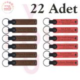MiaWiki Deri Anahtarlık Kişiselleştirilebilir 22'li Set, Standart, MH-KAN9018X22, Açık Kahve & Nar Çiçeği, üniseks-yetişkin