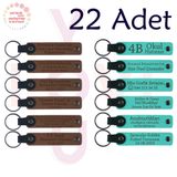 MiaWiki Deri Anahtarlık Kişiselleştirilebilir 22'li Set, Standart, MH-KAN9023X22, Açık Kahve & Turkuaz, üniseks-yetişkin