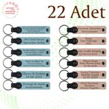 MiaWiki Deri Anahtarlık Kişiselleştirilebilir 22'li Set, Standart, MH-KAN9070X22, Gök Mavi & Pudra, üniseks-yetişkin