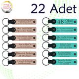 MiaWiki Deri Anahtarlık Kişiselleştirilebilir 22'li Set, Standart, MH-KAN9132X22, Pudra & Turkuaz, üniseks-yetişkin