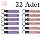 MiaWiki Deri Anahtarlık Mor Menekşe Lacivert 22'li Set, Standart, MH-KAN9118X22, Mor Menekşe & Yavru Ağzı, üniseks-yetişkin